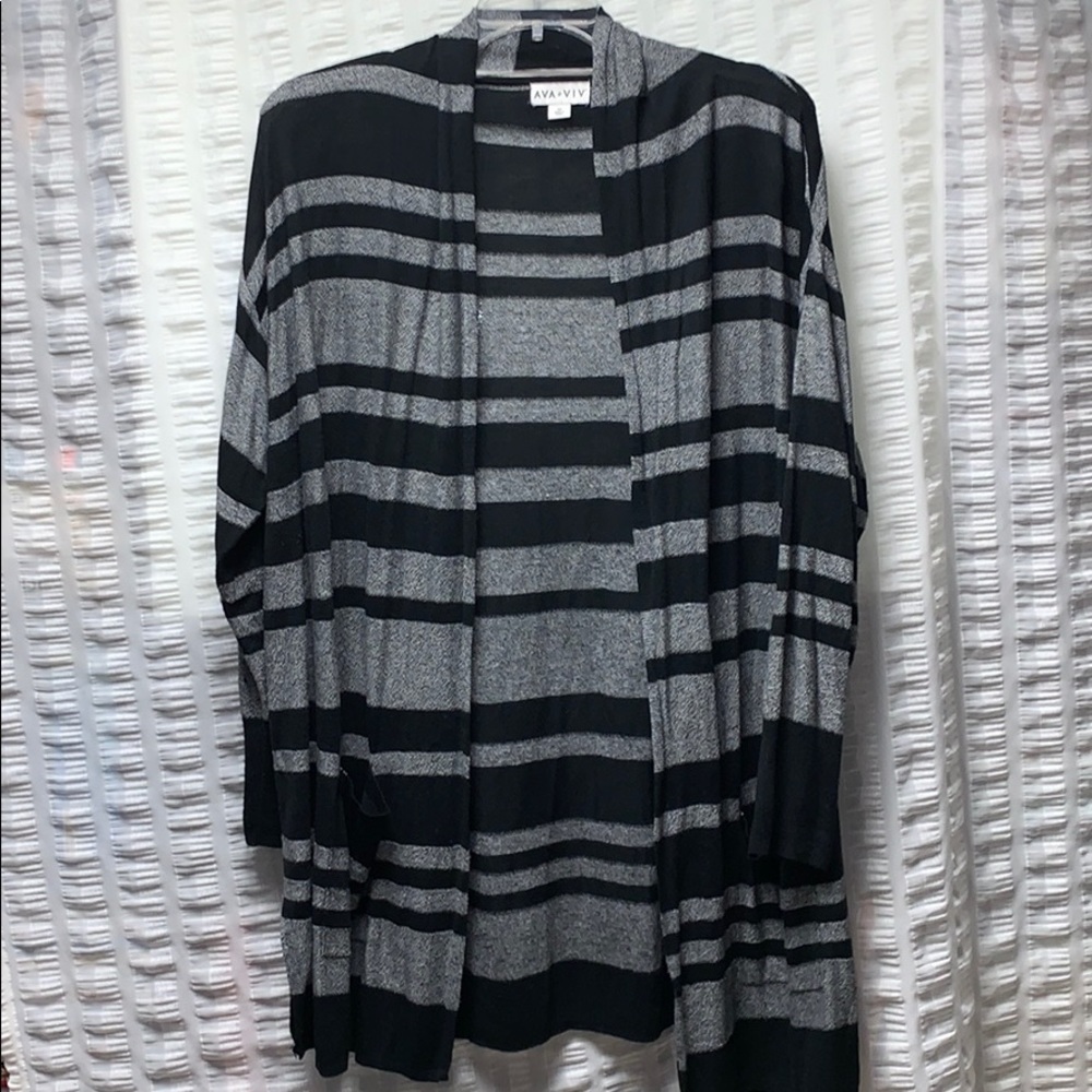 Black and gray striped cardigan